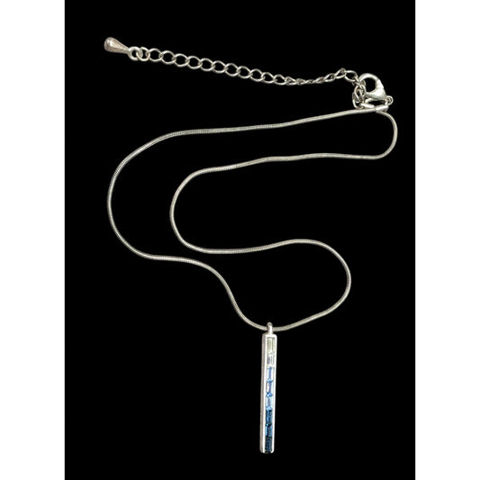 Modern Ombre Blue And Silver Tone Gemmed Pillar Necklace