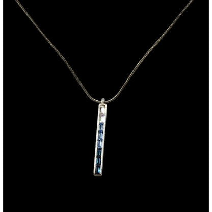 Modern Ombre Blue And Silver Tone Gemmed Pillar Necklace