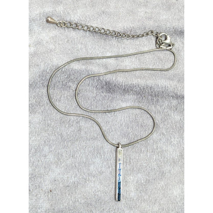 Modern Ombre Blue And Silver Tone Gemmed Pillar Necklace