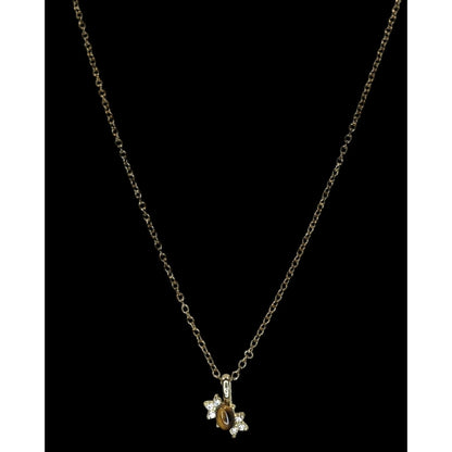 Boho Witchy Nature Tiger Eye Rhinestone Pendant Necklace Gold Tone