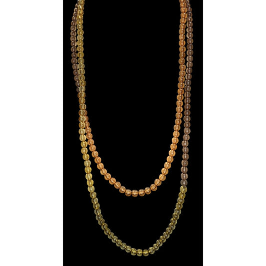 Amber Gradient Beaded Necklace A New Day | 58" Vintage Retro Statement Jewelry
