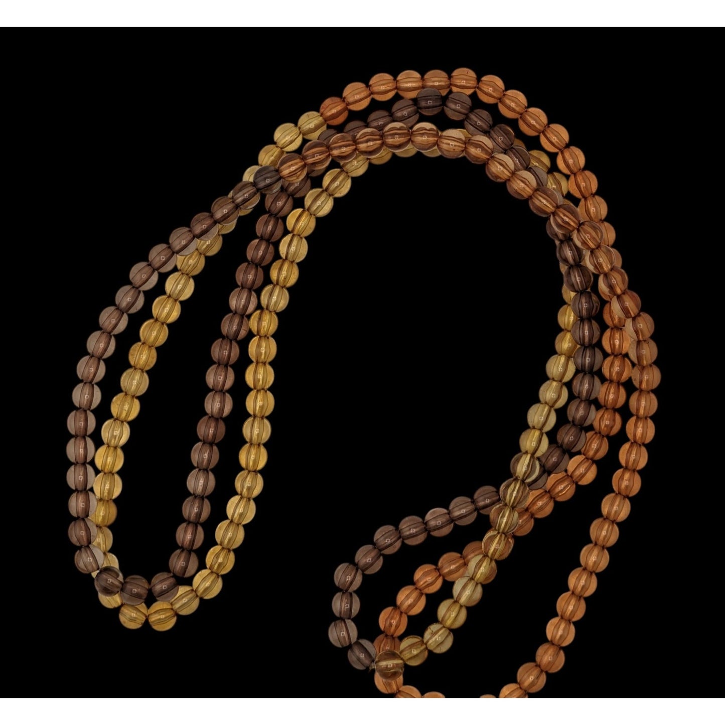 Amber Gradient Beaded Necklace A New Day | 58" Vintage Retro Statement Jewelry