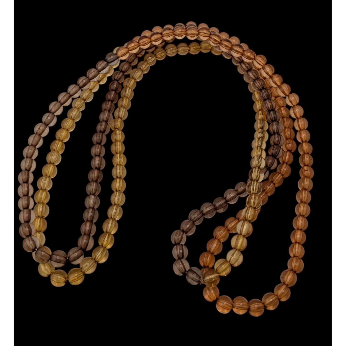 Amber Gradient Beaded Necklace A New Day | 58" Vintage Retro Statement Jewelry