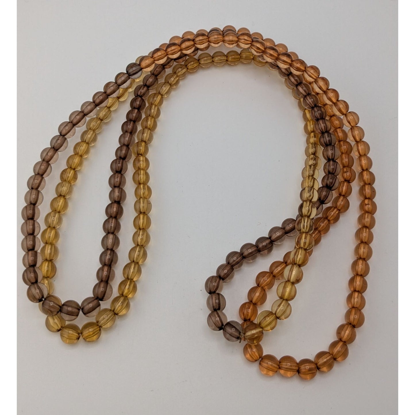 Amber Gradient Beaded Necklace A New Day | 58" Vintage Retro Statement Jewelry