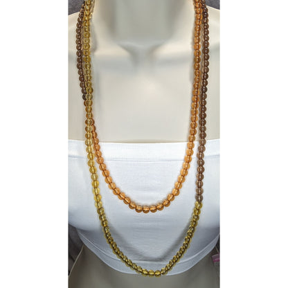 Amber Gradient Beaded Necklace A New Day | 58" Vintage Retro Statement Jewelry