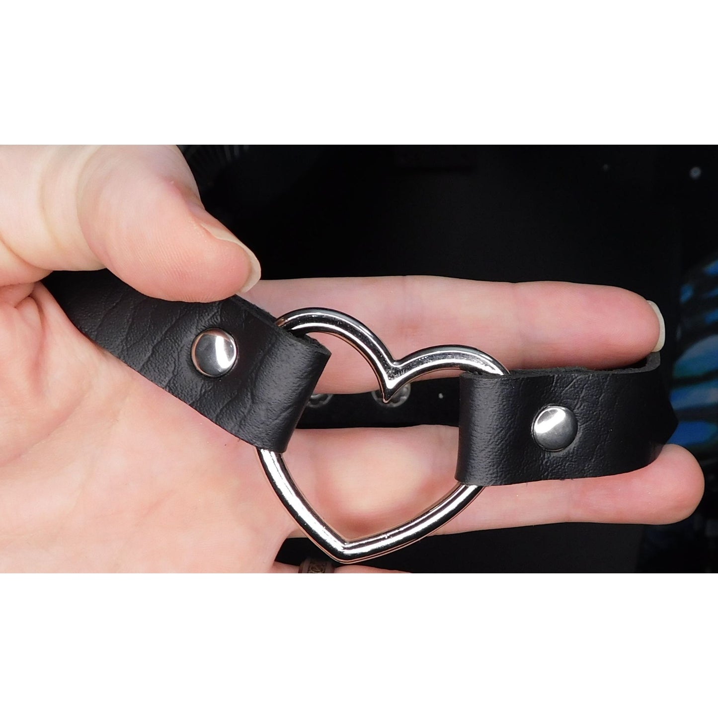 Gothic Emo Open Heart Faux Leather Choker