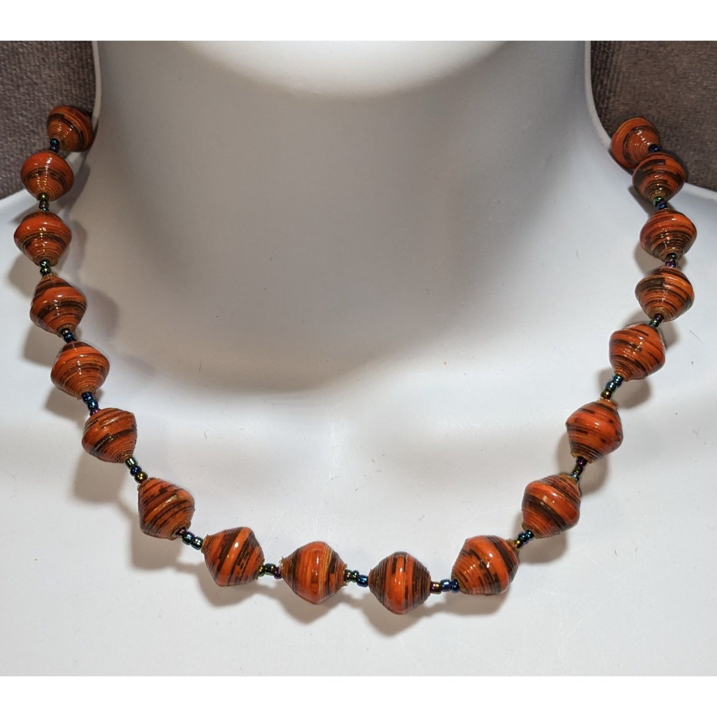 Bead for Life Handmade Paper Bead Necklace Orange Fair Trade Boho Statement Jewelry