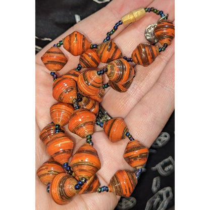 Bead for Life Handmade Paper Bead Necklace Orange Fair Trade Boho Statement Jewelry
