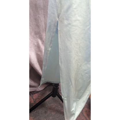 Vintage Light Blue Slip Dress Nightgown With Strappy Open Back & Side Slit