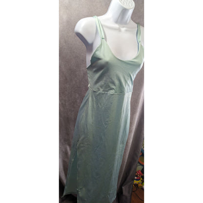 Vintage Light Blue Slip Dress Nightgown With Strappy Open Back & Side Slit