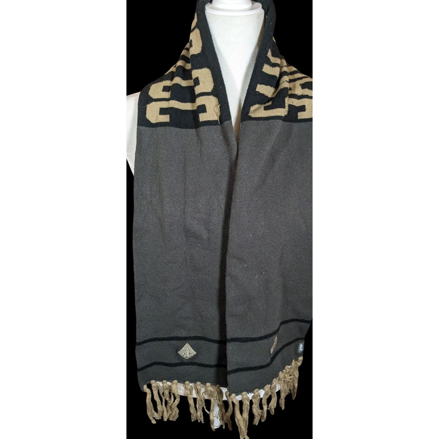 San Antonio CC Grey And Tan Scarf With Fringe