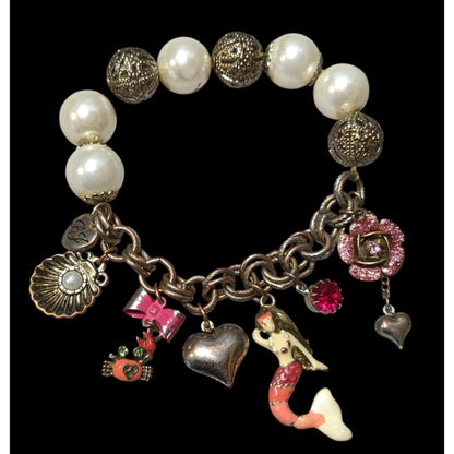 Betsey Johnson Mermaid Faux Pearl Charm Bracelet