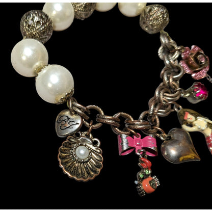 Betsey Johnson Mermaid Faux Pearl Charm Bracelet