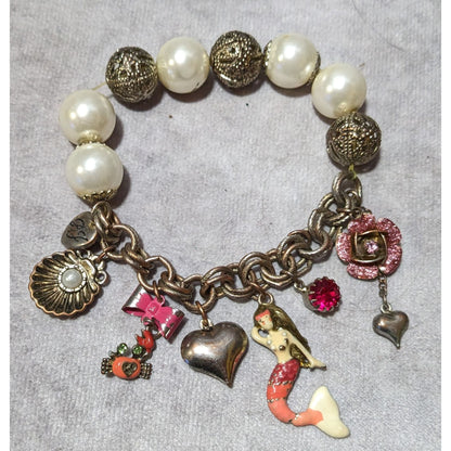 Betsey Johnson Mermaid Faux Pearl Charm Bracelet