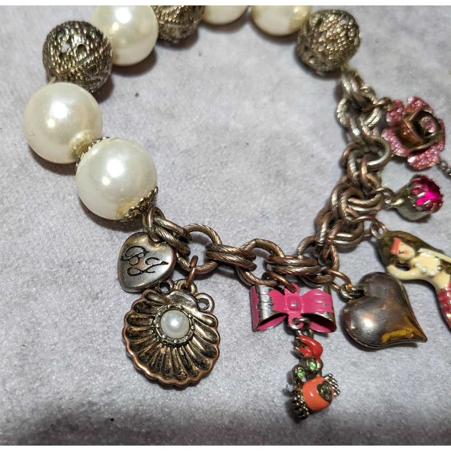 Betsey Johnson Mermaid Faux Pearl Charm Bracelet