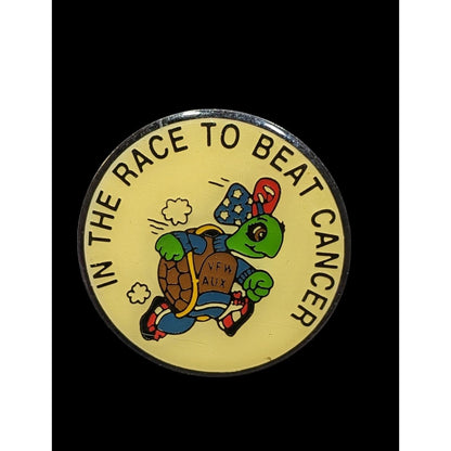 Vintage VFW Auxiliary "In The Race To Beat Cancer" Turtle Pin