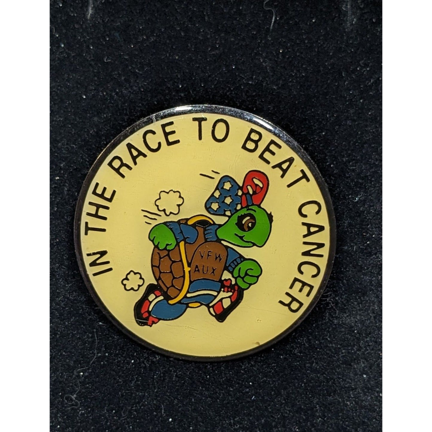 Vintage VFW Auxiliary "In The Race To Beat Cancer" Turtle Pin