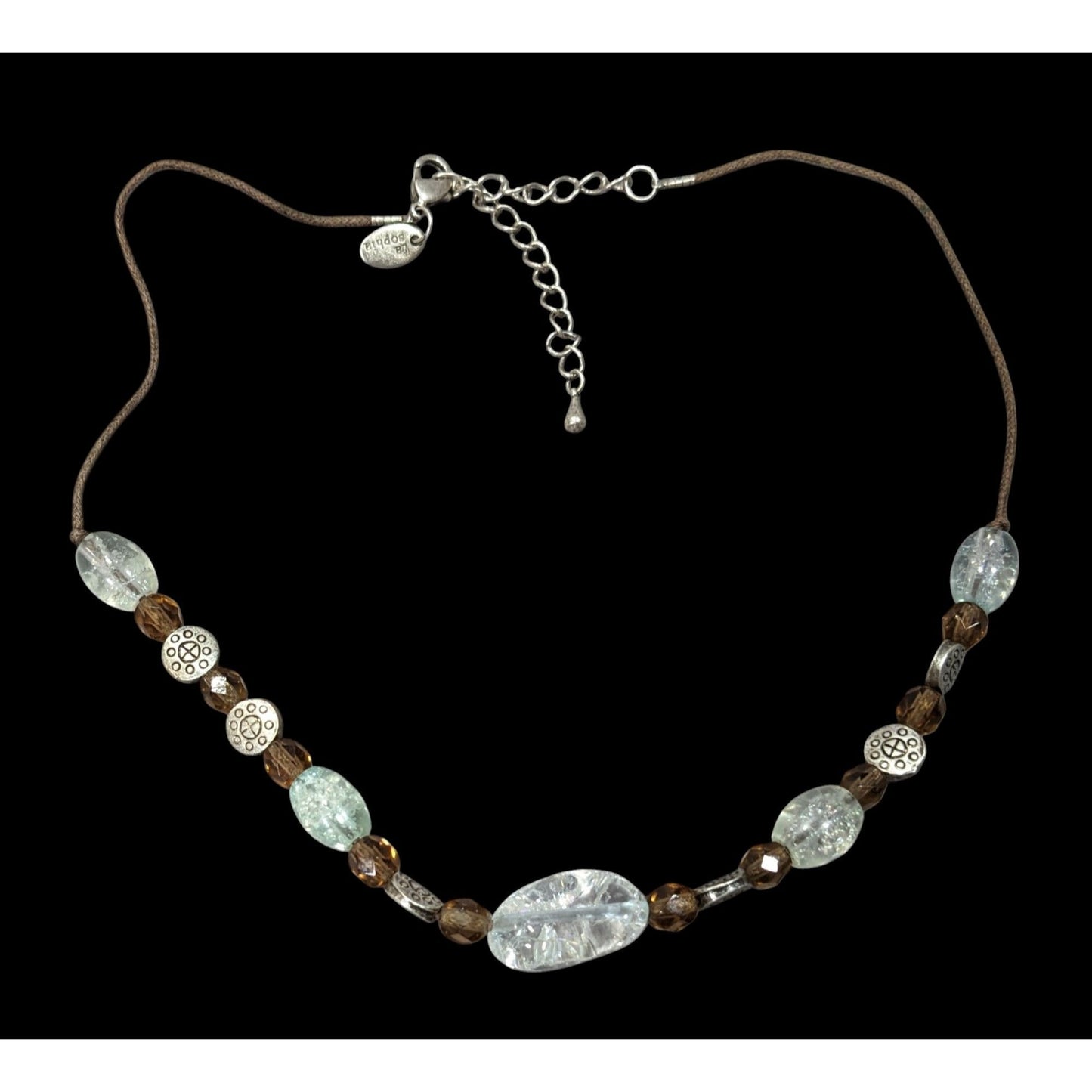 Lia Sophia Bohemian Clear Crackle Glass Beaded Necklace