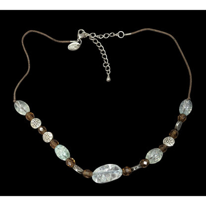 Lia Sophia Bohemian Clear Crackle Glass Beaded Necklace