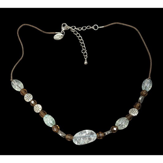 Lia Sophia Bohemian Clear Crackle Glass Beaded Necklace