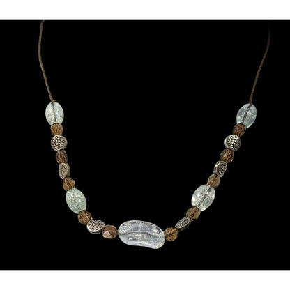 Lia Sophia Bohemian Clear Crackle Glass Beaded Necklace