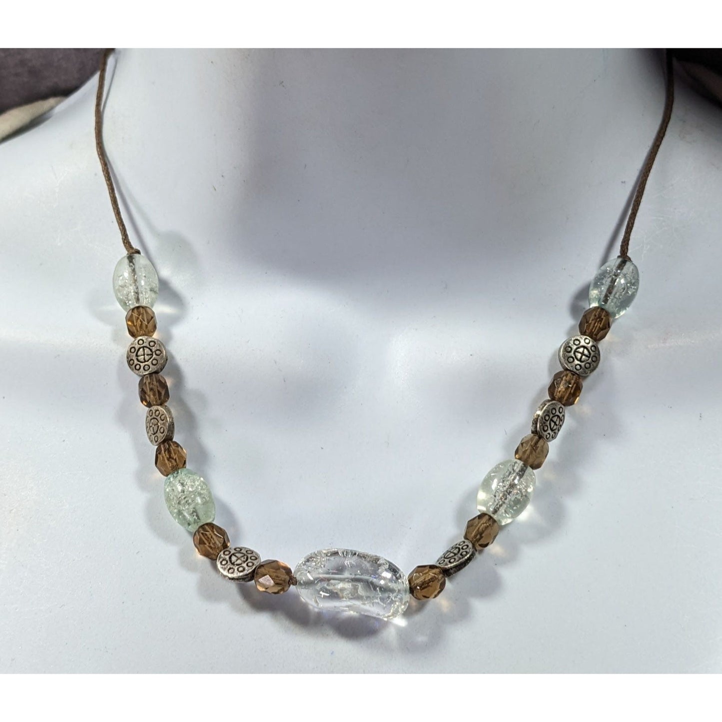 Lia Sophia Bohemian Clear Crackle Glass Beaded Necklace