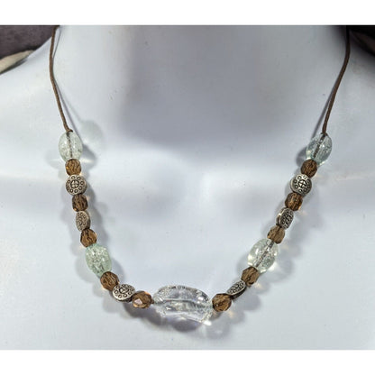 Lia Sophia Bohemian Clear Crackle Glass Beaded Necklace