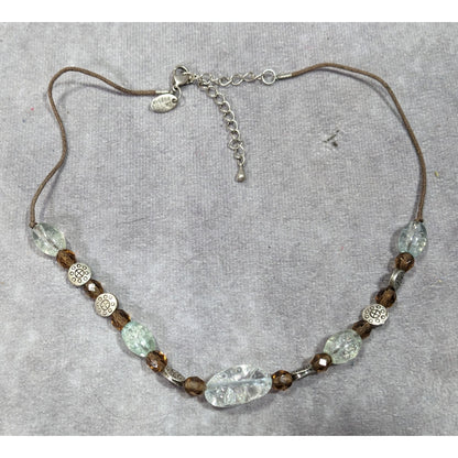 Lia Sophia Bohemian Clear Crackle Glass Beaded Necklace