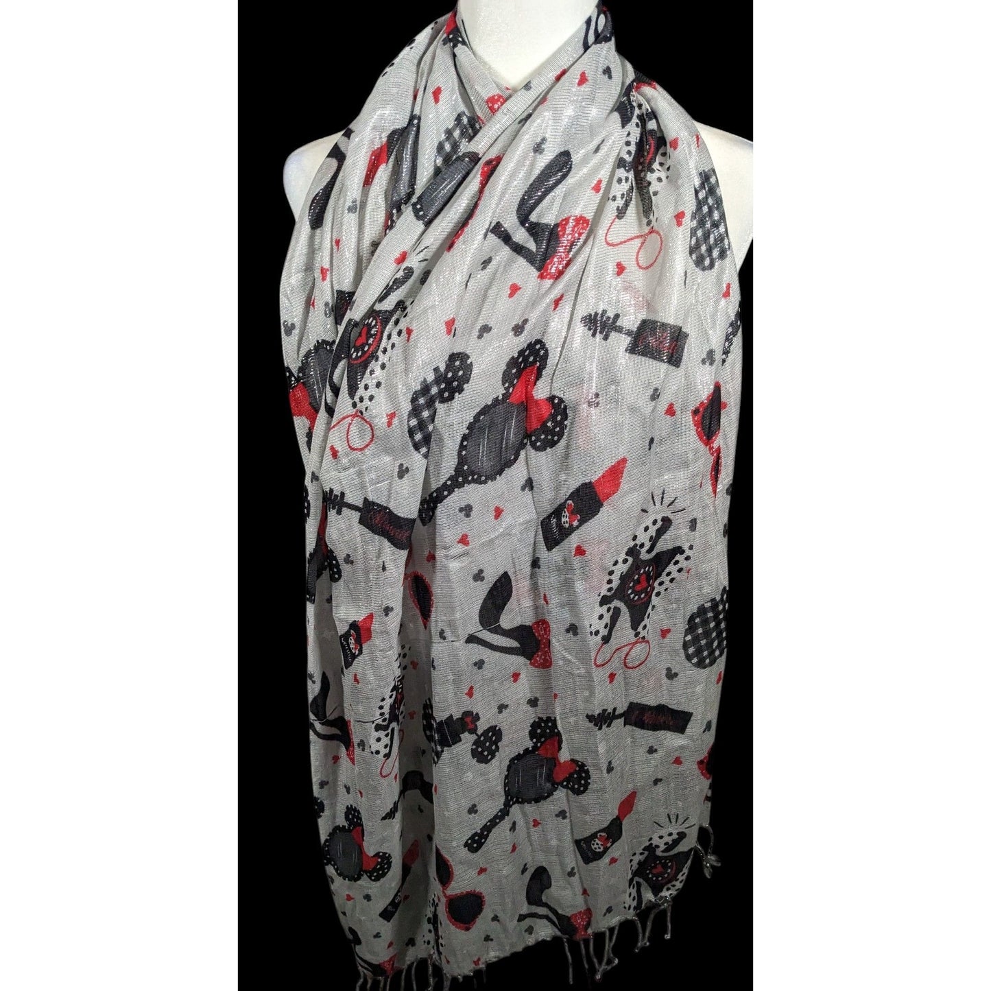 Disney Parks Minnie Mouse Icons Metallic Silver Scarf