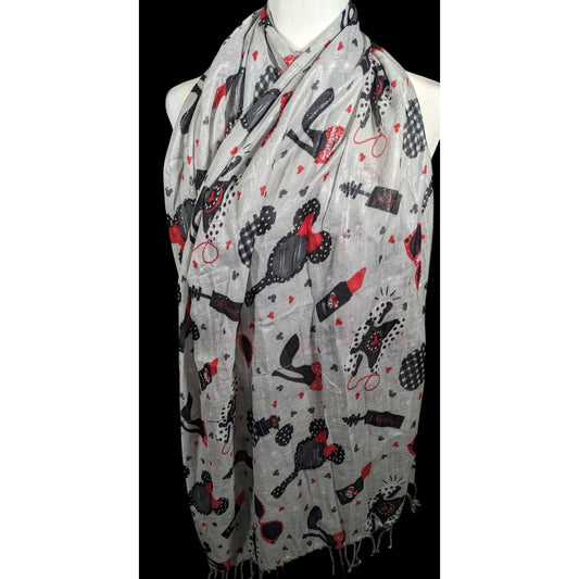Disney Parks Minnie Mouse Icons Metallic Silver Scarf