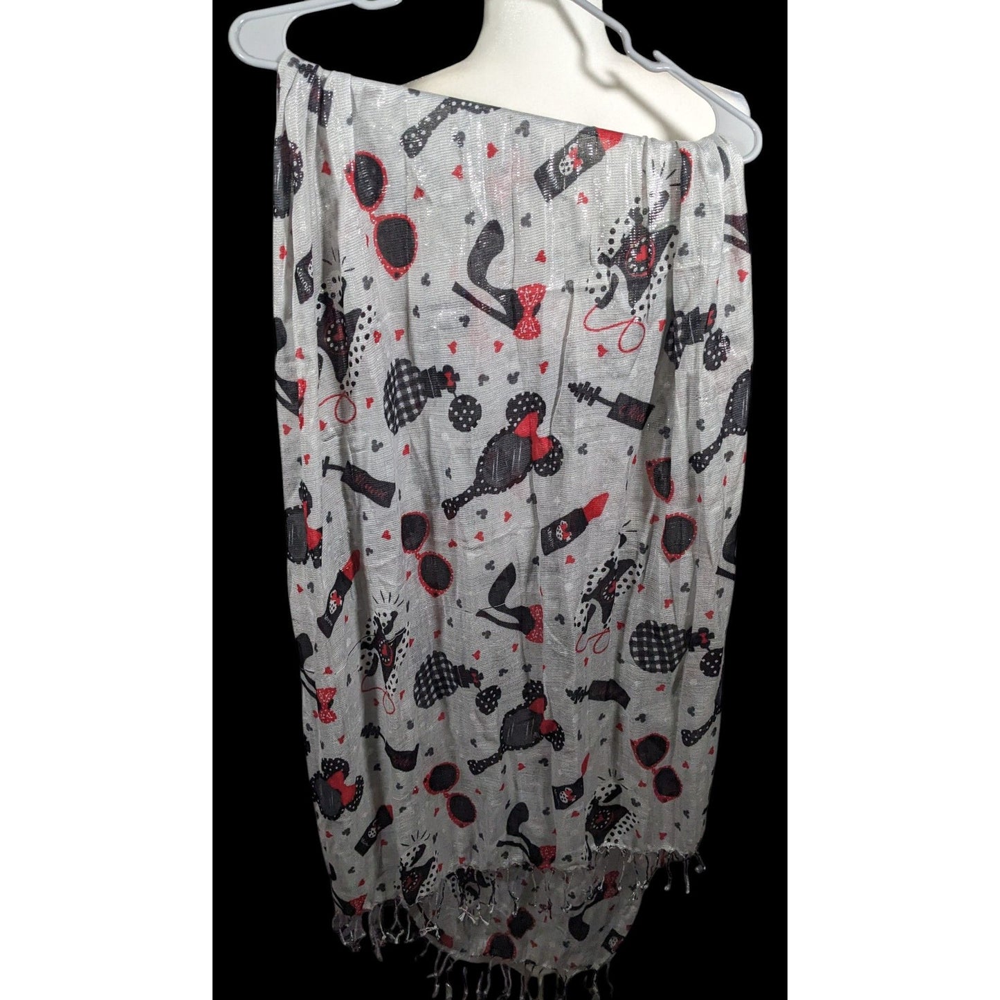 Disney Parks Minnie Mouse Icons Metallic Silver Scarf
