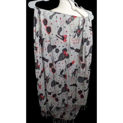 Disney Parks Minnie Mouse Icons Metallic Silver Scarf