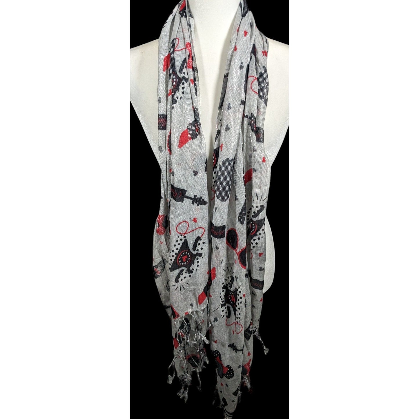 Disney Parks Minnie Mouse Icons Metallic Silver Scarf