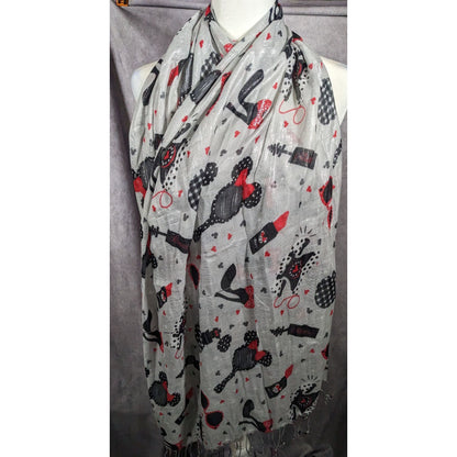Disney Parks Minnie Mouse Icons Metallic Silver Scarf