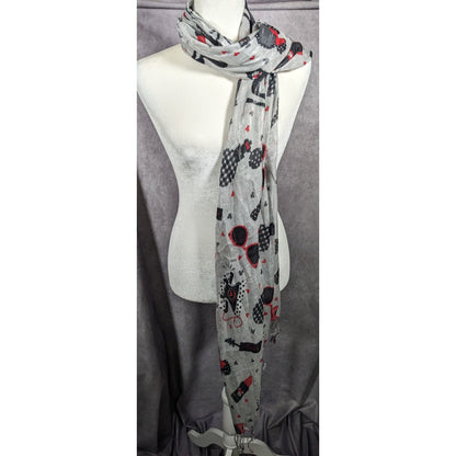Disney Parks Minnie Mouse Icons Metallic Silver Scarf
