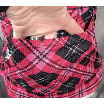 Sugoi Lumber Jane Pink And Black Plaid Cycling Jersey With Pockets Size Small