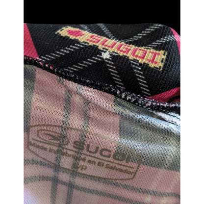 Sugoi Lumber Jane Pink And Black Plaid Cycling Jersey With Pockets Size Small