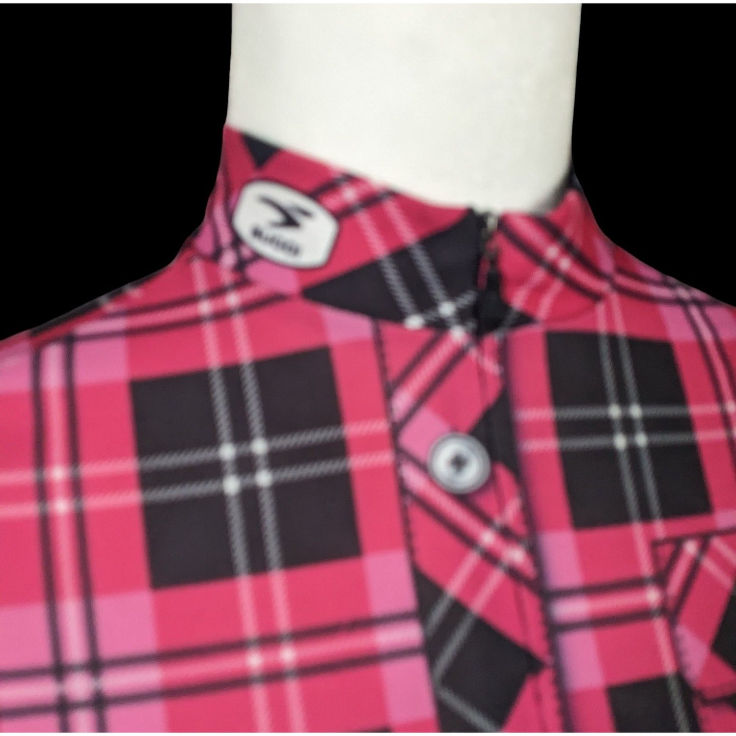 Sugoi Lumber Jane Pink And Black Plaid Cycling Jersey With Pockets Size Small