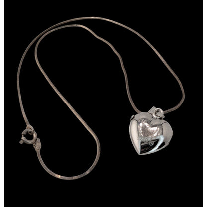Vintage Engraved Sterling Silver Heart Locket Necklace