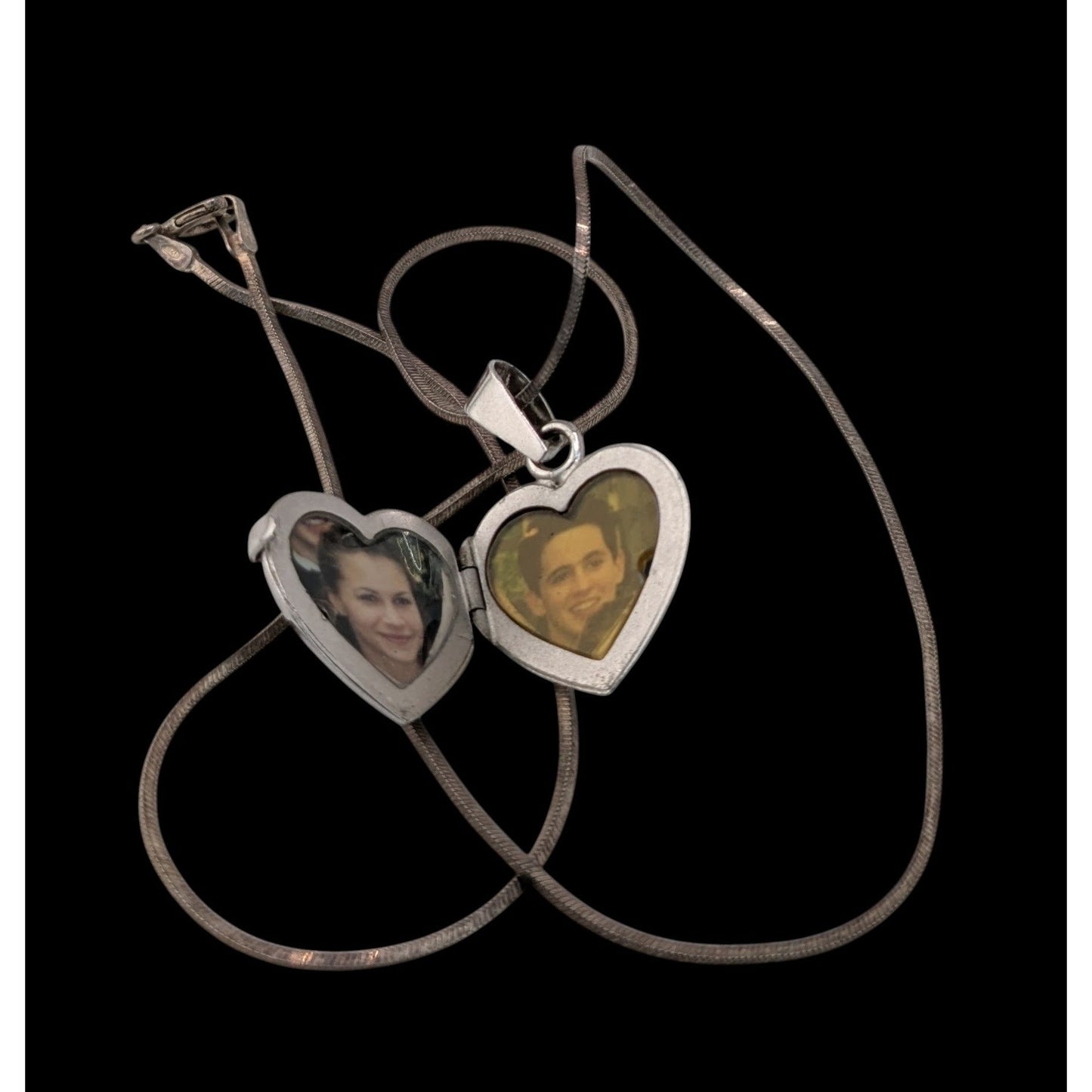 Vintage Engraved Sterling Silver Heart Locket Necklace