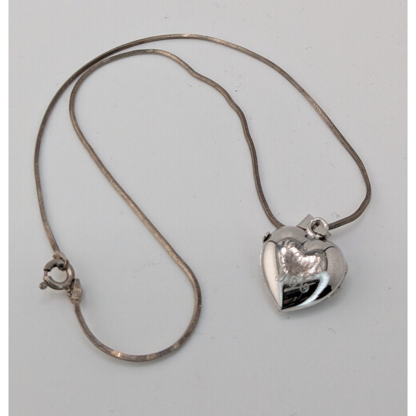 Vintage Engraved Sterling Silver Heart Locket Necklace