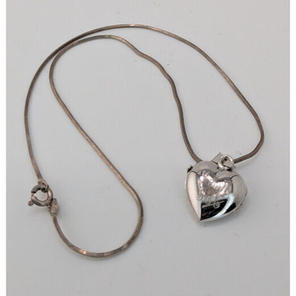 Vintage Engraved Sterling Silver Heart Locket Necklace