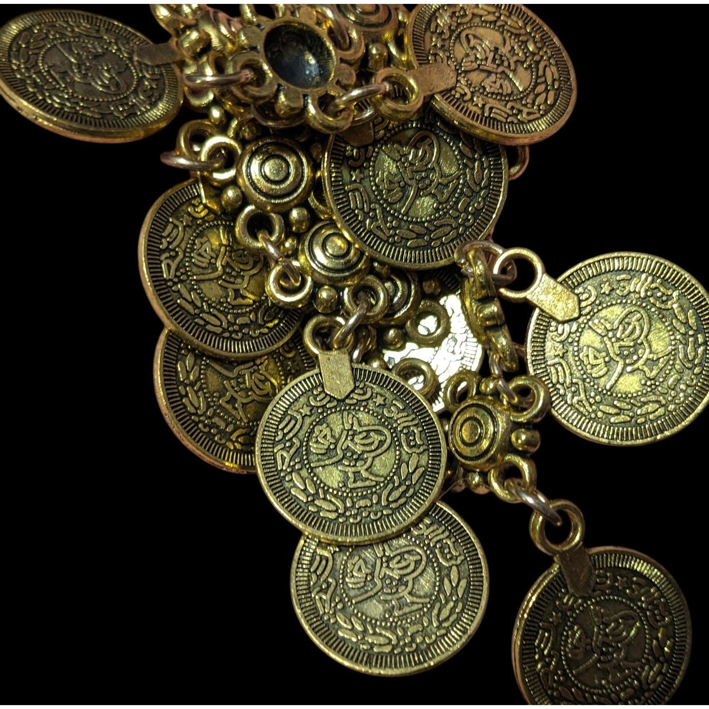 Vintage Gold Tone Medallion Coin Charm Bracelet