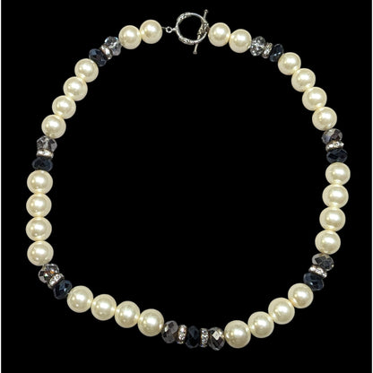 Handmade Elegant Faux Pearl And Glass Beaded Necklace