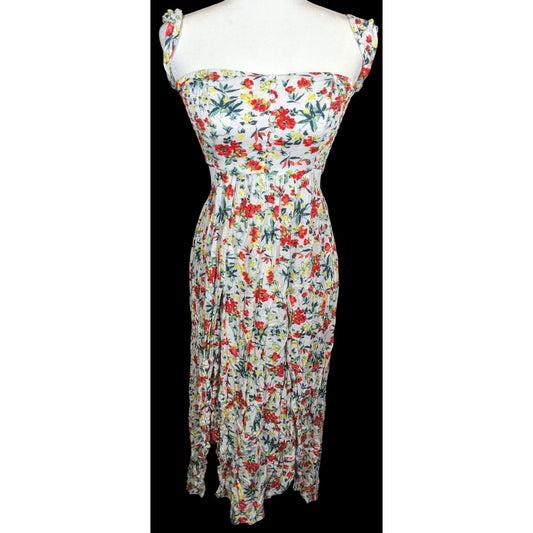 Lush Retro Easy On The Eyes Floral Print Maxi Dress With Side Cutouts
