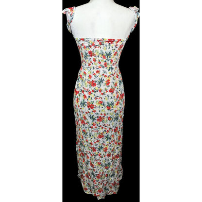 Lush Retro Easy On The Eyes Floral Print Maxi Dress With Side Cutouts
