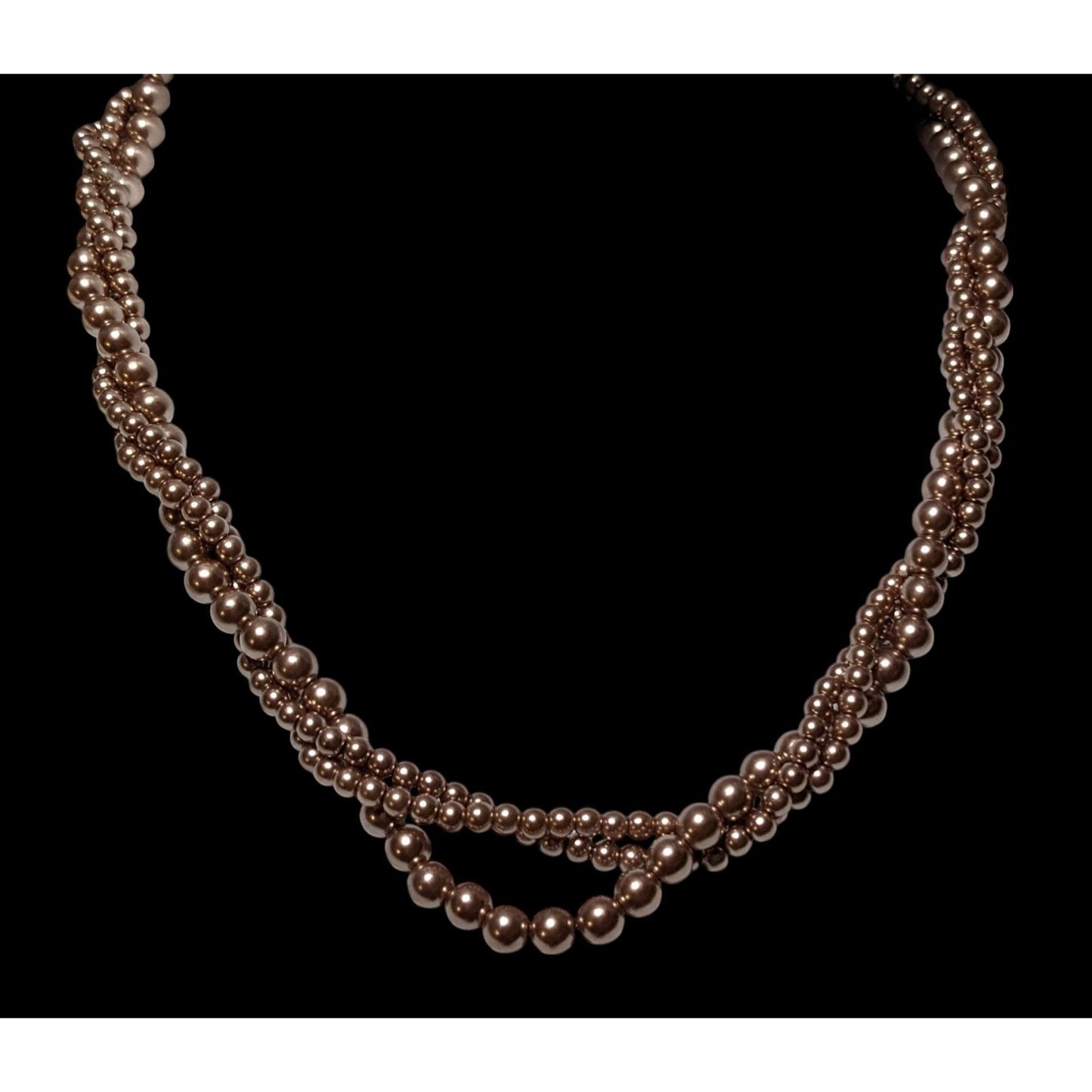 Retro Tan Faux Pearl Torsade Costume Necklace