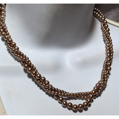 Retro Tan Faux Pearl Torsade Costume Necklace