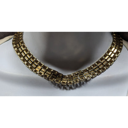 Vintage Sarah Coventry Gold-Tone Wide Chain Collar Necklace With Snap Clasp