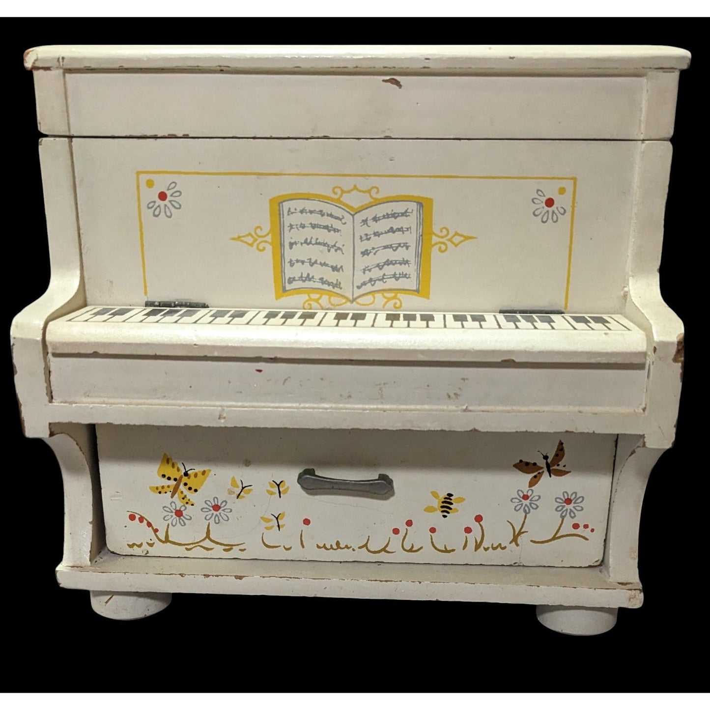 Vintage 60s Style Piano Music Jewelry Box By Mele